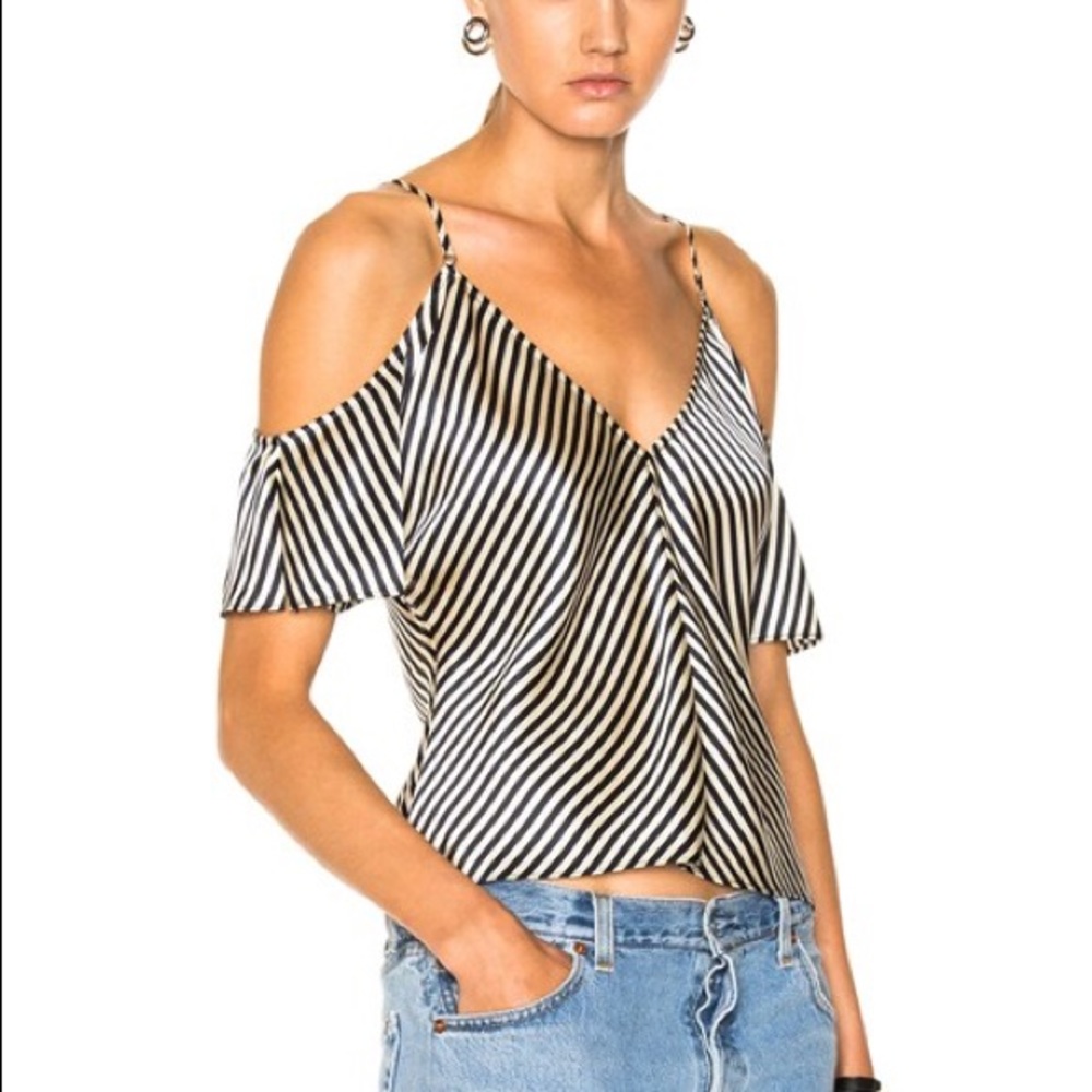 T by ALEXANDER WANG Cold-Shoulder Silk Blouse